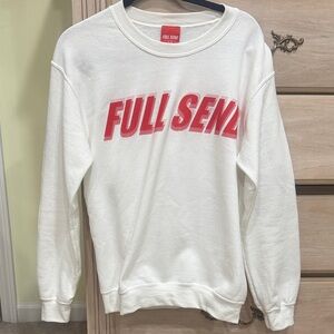 Full Send White Sweatshirt with Red Logo